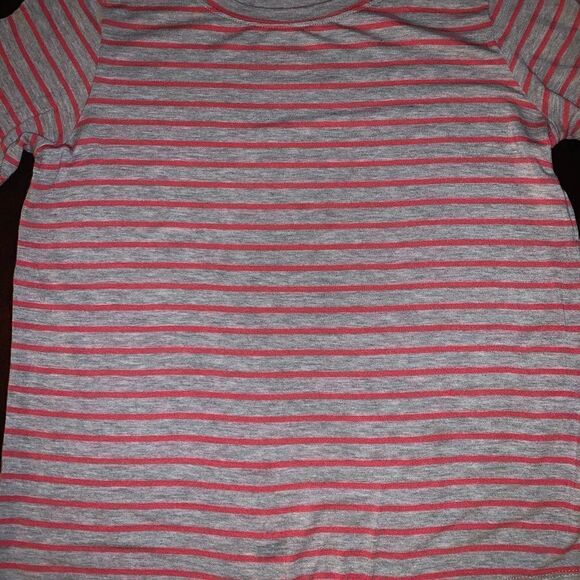 Coral and Grey Striped T - Shirt Girls - Size L - Picture 3 of 4